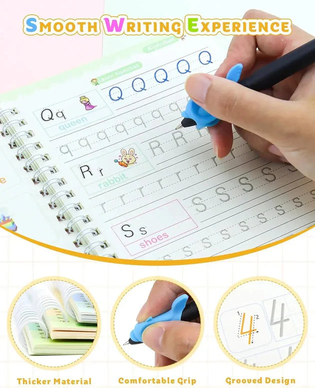 Sank Magic Practice book for Kids (4 Books + 10 Refills + 1 Pen + 1 Grip)