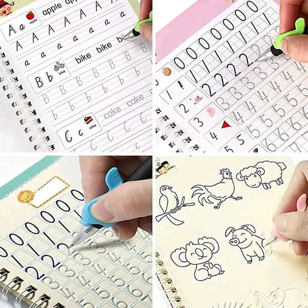 Sank Magic Practice book for Kids (4 Books + 10 Refills + 1 Pen + 1 Grip)