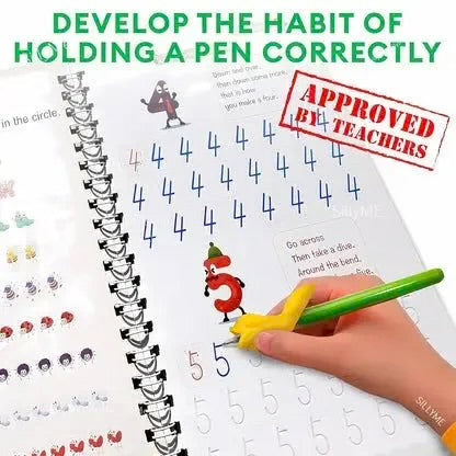 Sank Magic Practice book for Kids (4 Books + 10 Refills + 1 Pen + 1 Grip)